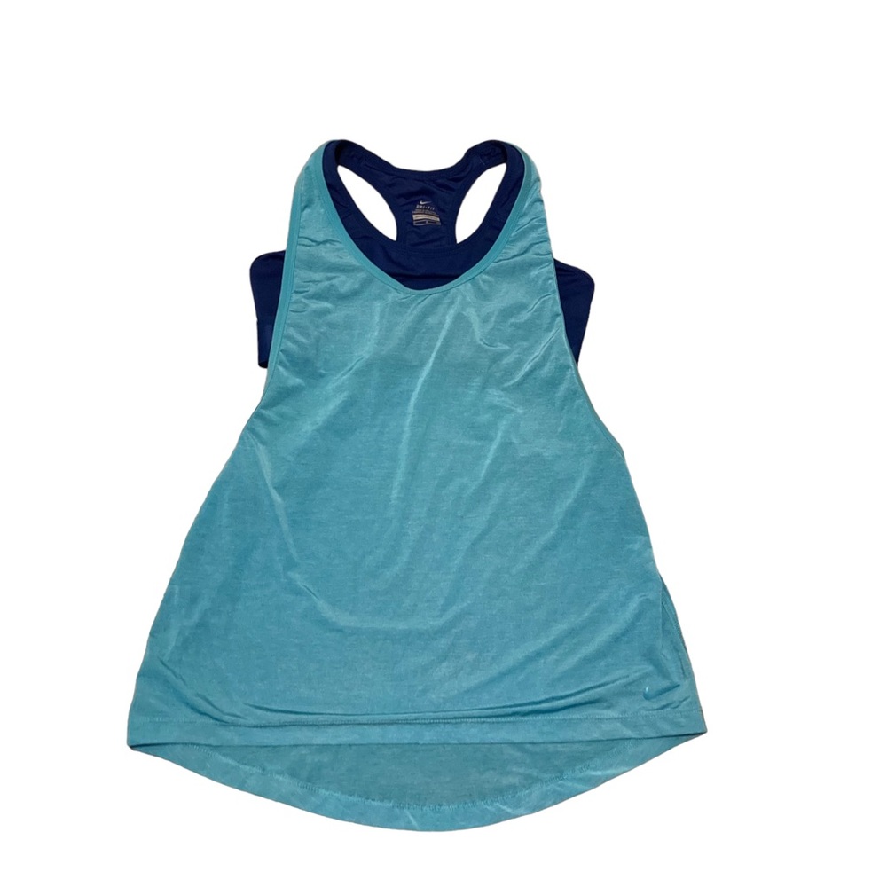 Nike Dri Fit 2 in 1 Athletic Tank Top Shirt Sports Bra Blue Size Small